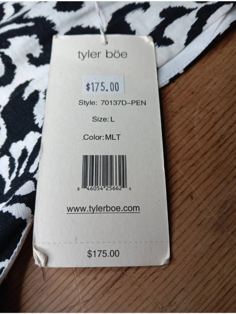 Tyler Boe 100% Linen Shift Dress Womens L Black Damask Boho Print Sleeveless NWT - Picture 5 of 10